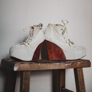 Vintage Jeffrey Campbell Wedges - Wood & Suede